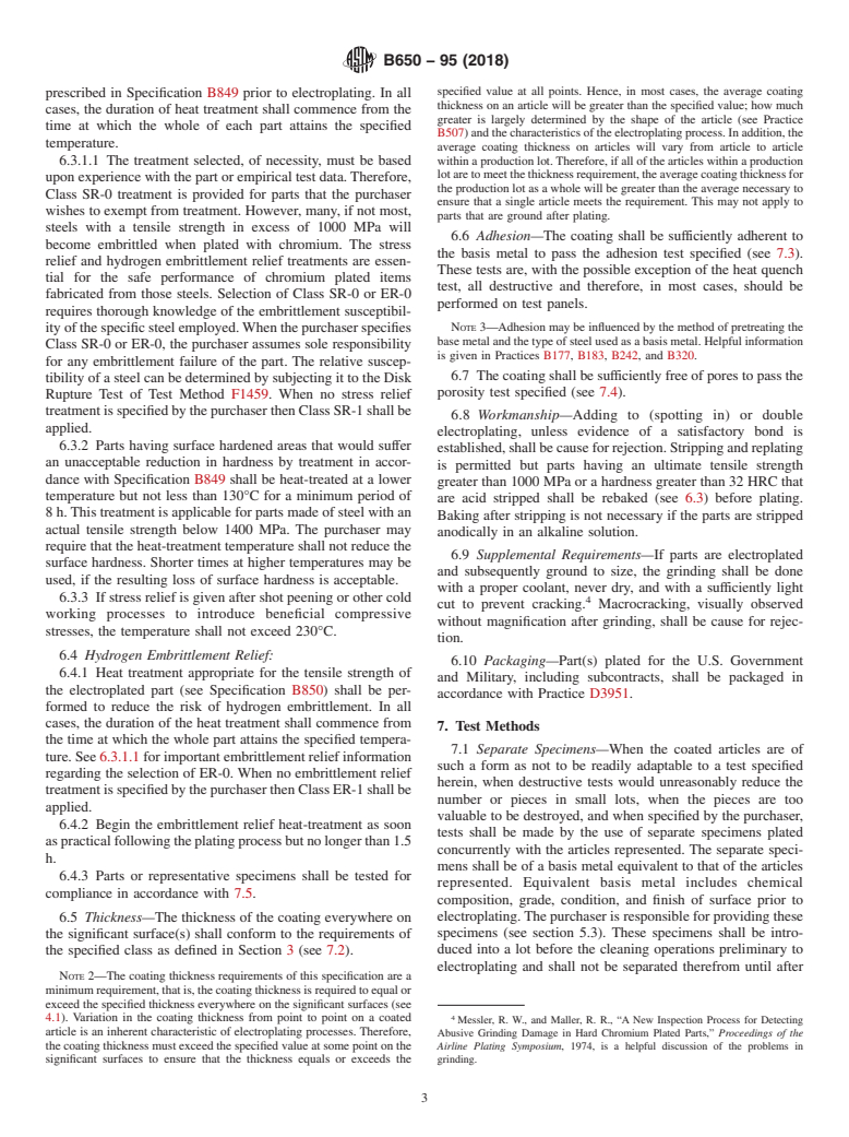 ASTM B650-95(2018) - Standard Specification for  Electrodeposited Engineering Chromium Coatings on Ferrous Substrates