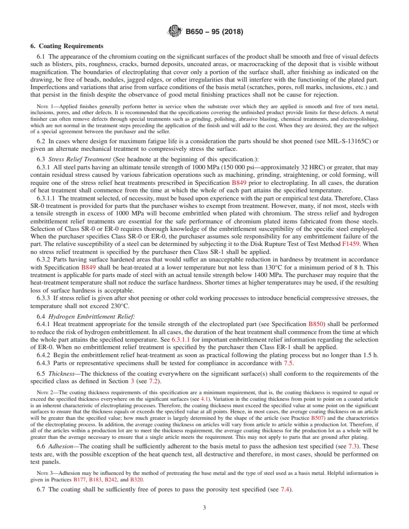 REDLINE ASTM B650-95(2018) - Standard Specification for  Electrodeposited Engineering Chromium Coatings on Ferrous Substrates