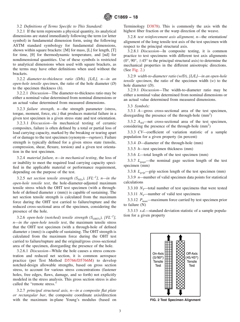 ASTM C1869-18 - Standard Test Method for Open-Hole Tensile Strength of Fiber-Reinforced Advanced Ceramic  Composites