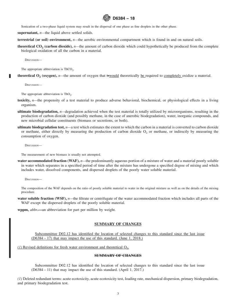 REDLINE ASTM D6384-18 - Standard Terminology Relating to Biodegradability and Ecotoxicity of Lubricants