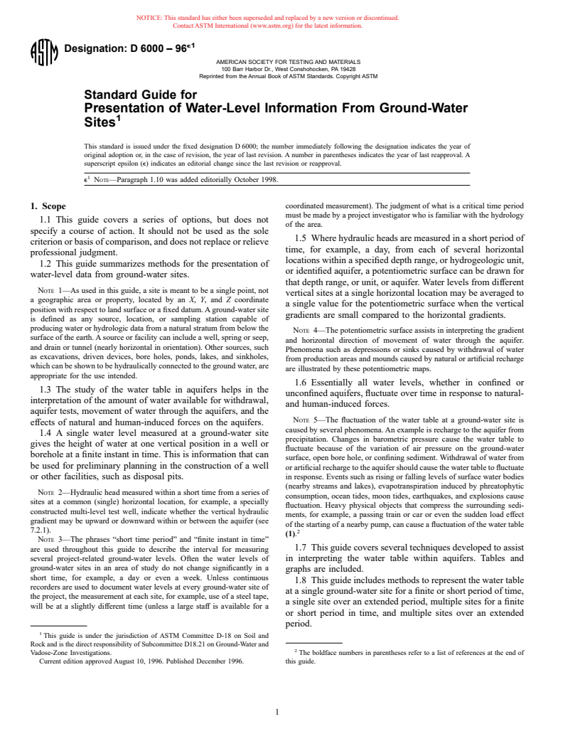 ASTM D6000-96e1 - Standard Guide for Presentation of Water-Level Information From Ground-Water Sites