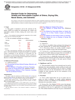 ASTM D4140-07(2018) ASTM D4140-07(2018) - Standard Guide for Determining Volatile and Nonvolatile Content of Driers, Drying Oils, Naval Stores, and Solvents - Page 1 preview