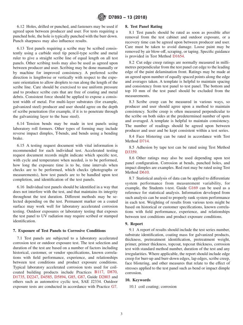 ASTM D7893-13(2018) - Standard Guide for Corrosion Test Panel Preparation, Testing, and Rating of Coil-Coated  Building Products