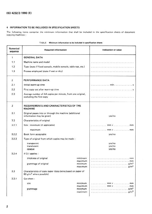 ISO 4232-2:1980 - Office machines — Minimum information to be included