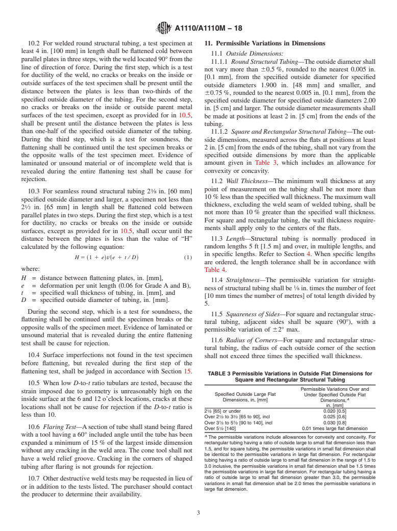 ASTM A1110/A1110M-18 - Standard Specification for Cold-Formed Welded and Seamless Carbon Steel Structural Tubing  in Rounds and Shapes with 52 KSI [360 MPa] Minimum Yield Strength  and Impact Requirements