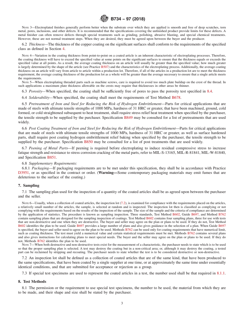 REDLINE ASTM B734-97(2018) - Standard Specification for  Electrodeposited Copper for Engineering Uses