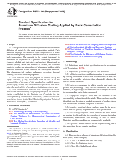 ASTM B875-96(2018) ASTM B875-96(2018) - Standard Specification for Aluminum Diffusion Coating Applied by Pack Cementation Process - Page 1 preview