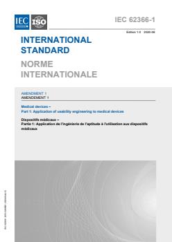 IEC 62366-1:2015/AMD1:2020 - Amendment 1 - Medical devices - Part 1: Application of usability engineering to medical devices - Page 1 preview