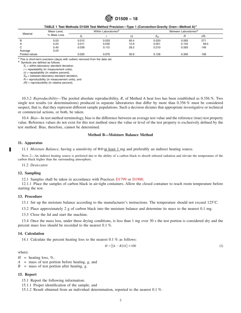 REDLINE ASTM D1509-18 - Standard Test Methods for Carbon Black&#x2014;Heating Loss