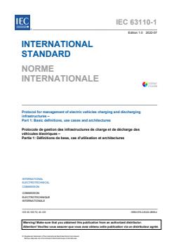 IEC 63110-1:2022 - Protocol for management of electric vehicles charging and discharging infrastructures - Part 1: Basic definitions, use cases and architectures - Page 3 preview