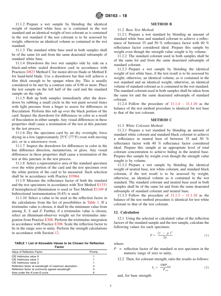 ASTM D8163-18 - Standard Test Method for Determination of Strength of Colorants and Bases for Architectural,  Marine, Maintenance, Commercial, and Industrial Coatings