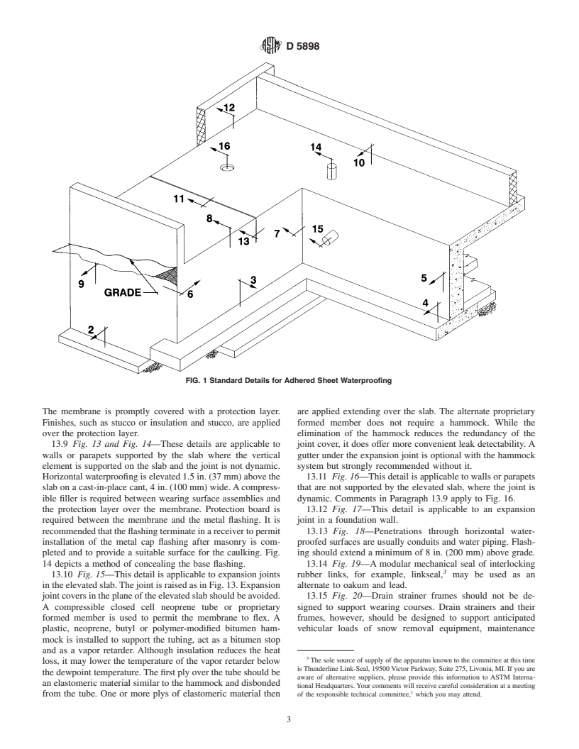 ASTM D5898-96 - Standard Guide for Standard Details for Adhered Sheet Waterproofing