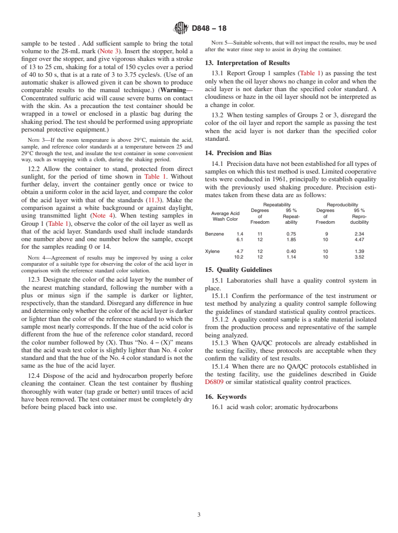 ASTM D848-18 - Standard Test Method for Acid Wash Color of Industrial Aromatic Hydrocarbons