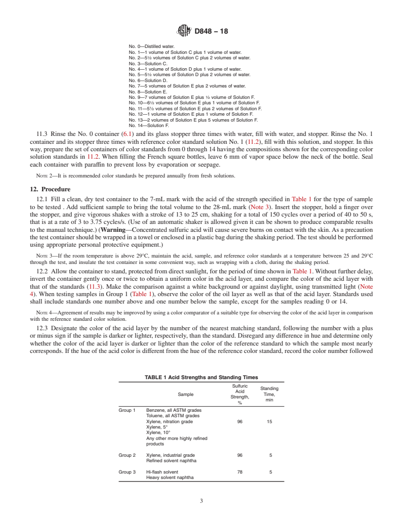 REDLINE ASTM D848-18 - Standard Test Method for Acid Wash Color of Industrial Aromatic Hydrocarbons