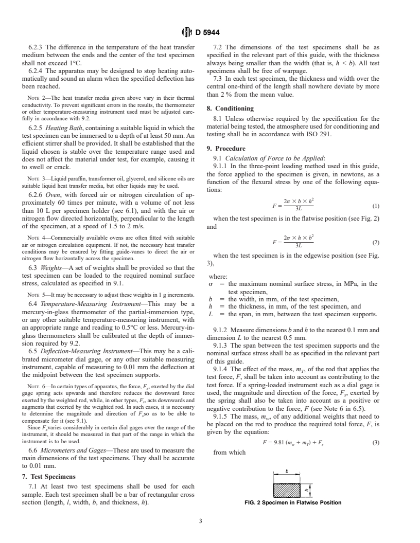 ASTM D5944-96 - Test Method for Determination of Temperature of Deflection Under Load (Withdrawn 1998)