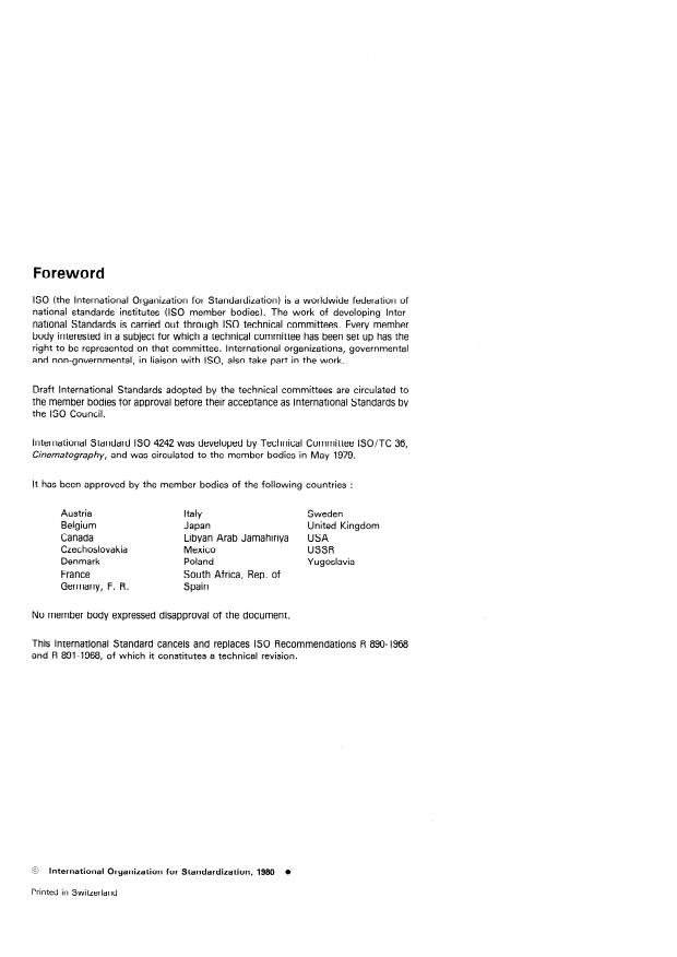 ISO 4242:1980 ISO 4242:1980 - Cinematography -- Recording head gaps for two sound records on 16 mm magnetic film -- Positions and width dimensions - Page 2 preview