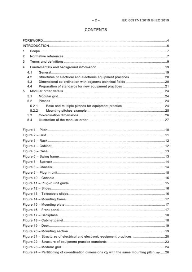 IEC 60917-1:2019 IEC 60917-1:2019 - Modular order for the development of mechanical structures for electrical and electronic equipment practices - Part 1: Generic standard - Page 4 preview