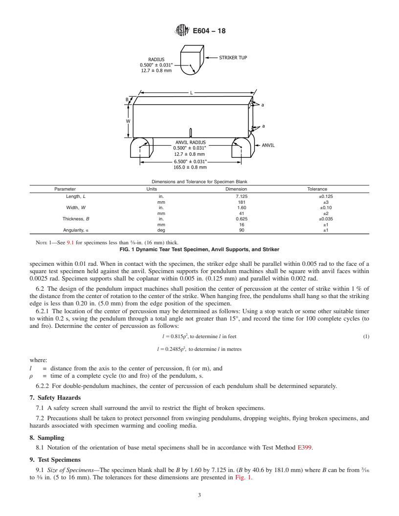 REDLINE ASTM E604-18 - Standard Test Method for  Dynamic Tear Testing of Metallic Materials