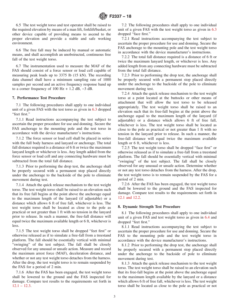 ASTM F2337-18 - Standard Test Method for  Treestand Fall Arrest System