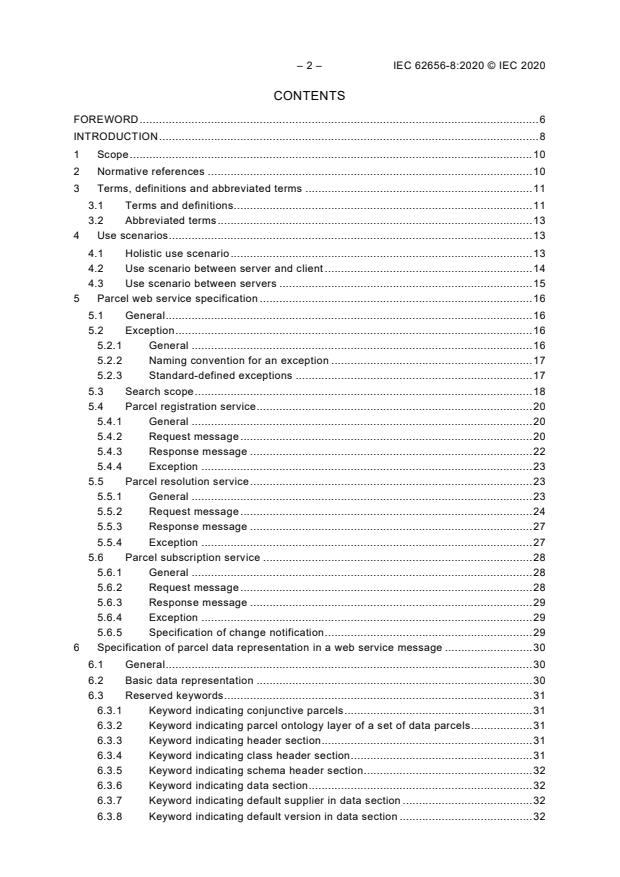 IEC 62656-8:2020 - Standardized product ontology register and transfer by data parcels - Part 8: Web service interface for data parcels - Page 4 preview