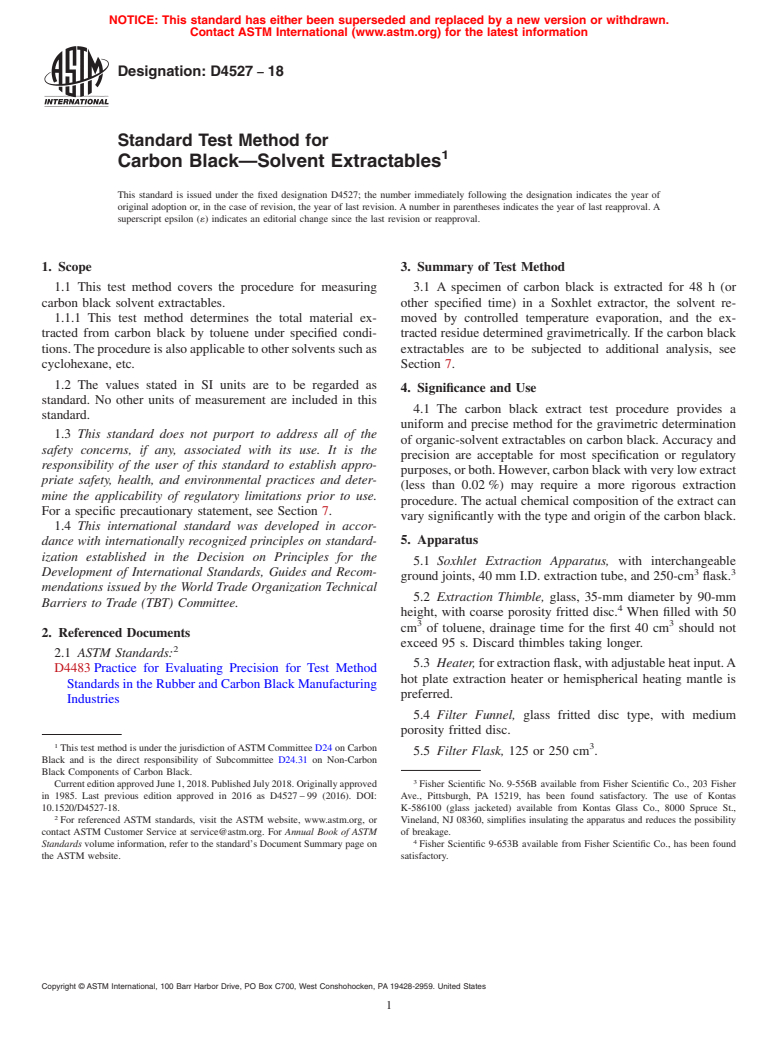 ASTM D4527-18 - Standard Test Method for Carbon Black&#x2014;Solvent Extractables