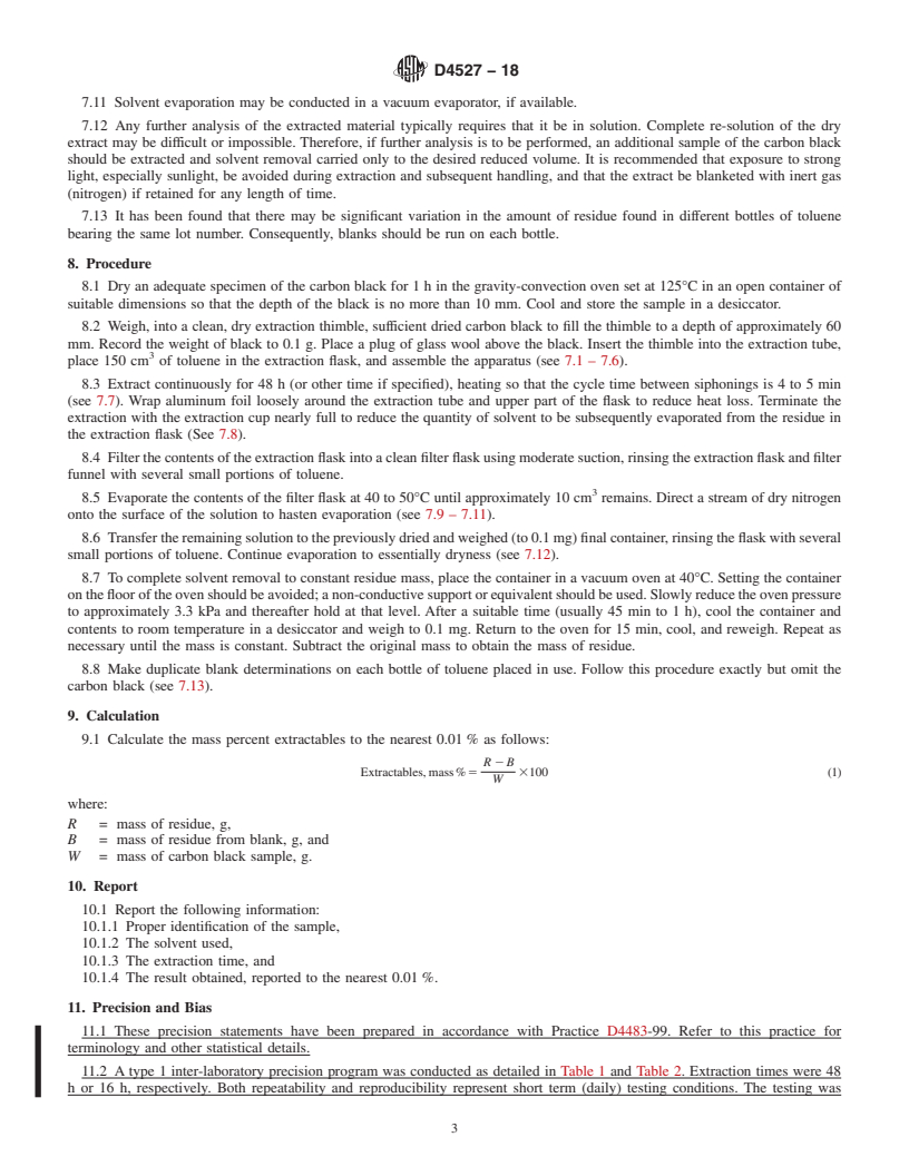 REDLINE ASTM D4527-18 - Standard Test Method for Carbon Black&#x2014;Solvent Extractables