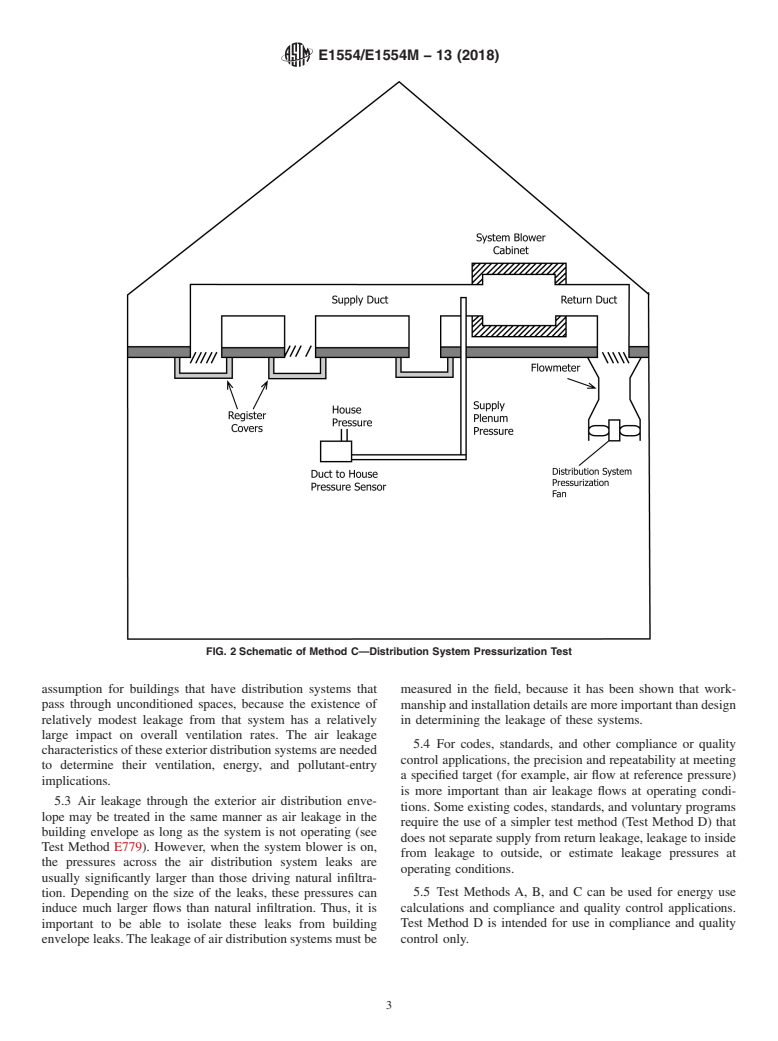 ASTM E1554/E1554M-13(2018) - Standard Test Methods for Determining Air Leakage of Air Distribution Systems by Fan  Pressurization