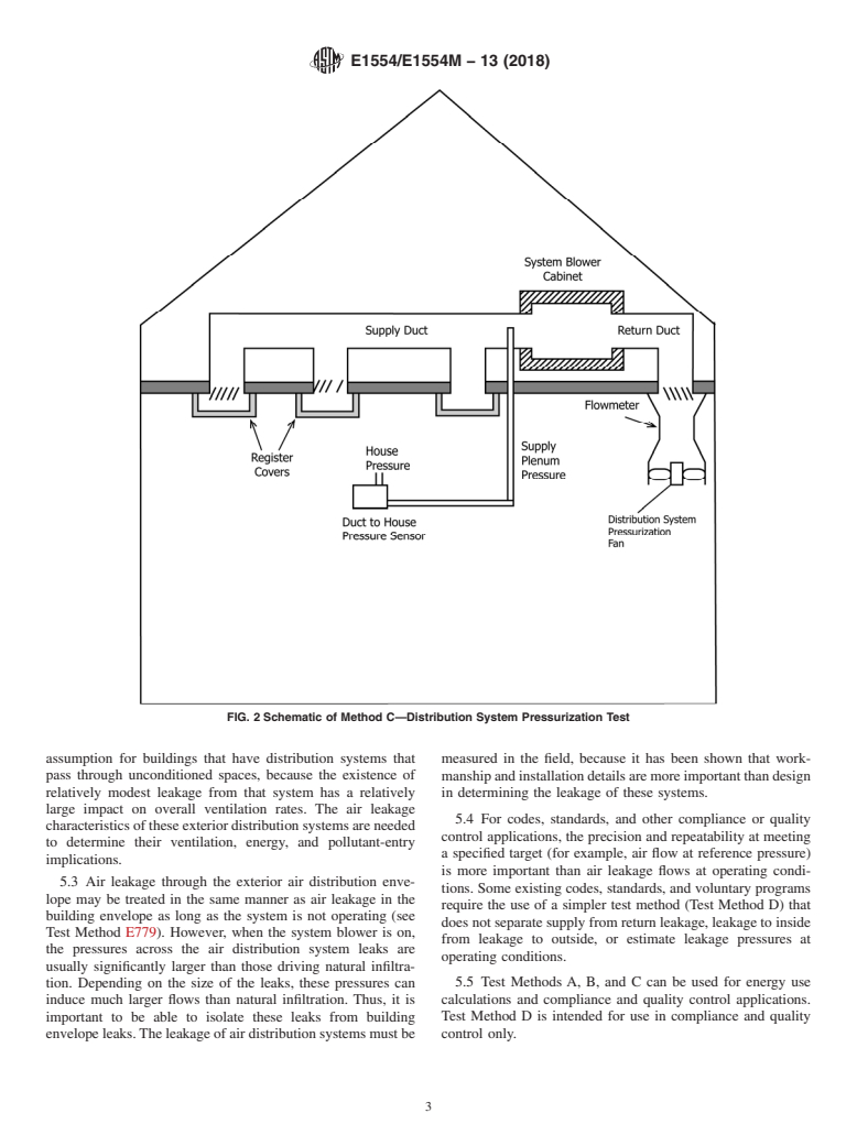 ASTM E1554/E1554M-13(2018) - Standard Test Methods for Determining Air Leakage of Air Distribution Systems by Fan  Pressurization