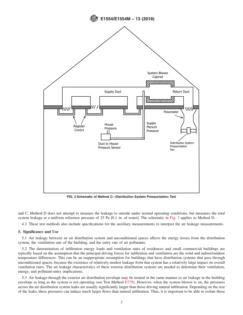 REDLINE ASTM E1554/E1554M-13(2018) - Standard Test Methods for Determining Air Leakage of Air Distribution Systems by Fan  Pressurization