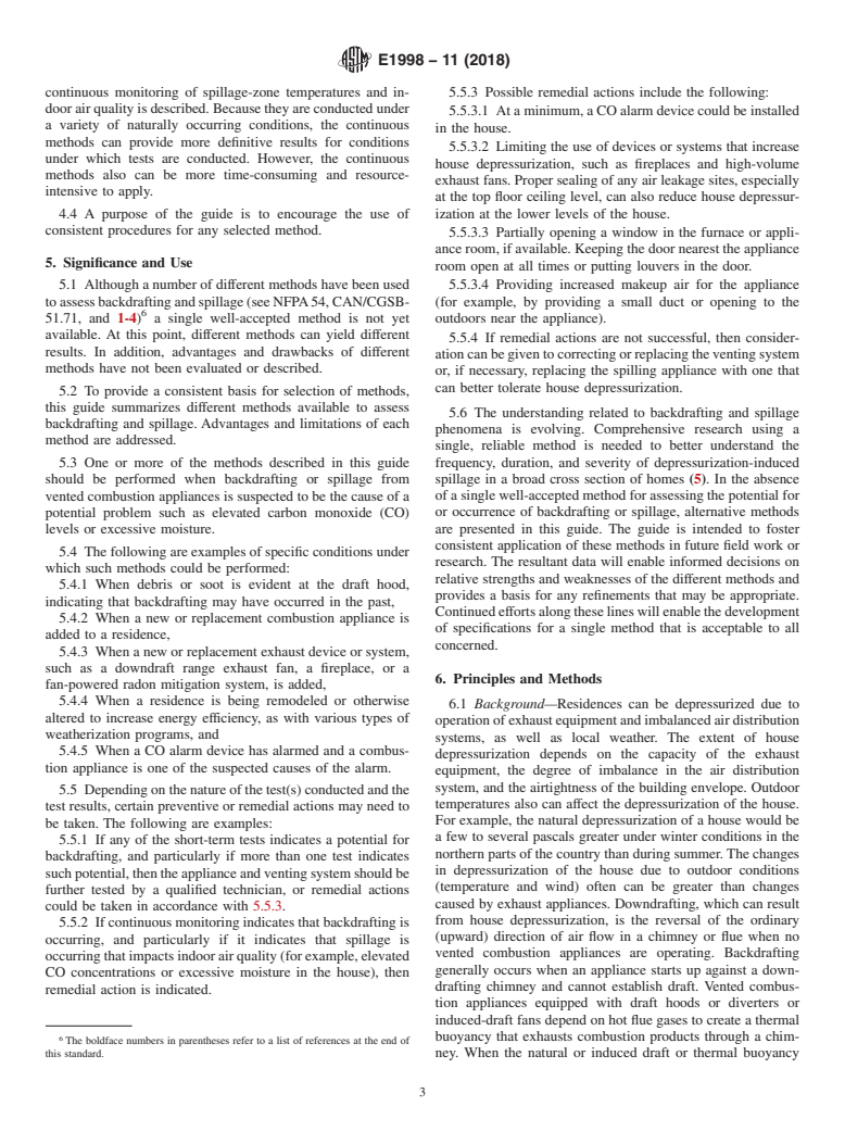 ASTM E1998-11(2018) - Standard Guide for Assessing Depressurization-Induced Backdrafting and Spillage  from Vented Combustion Appliances