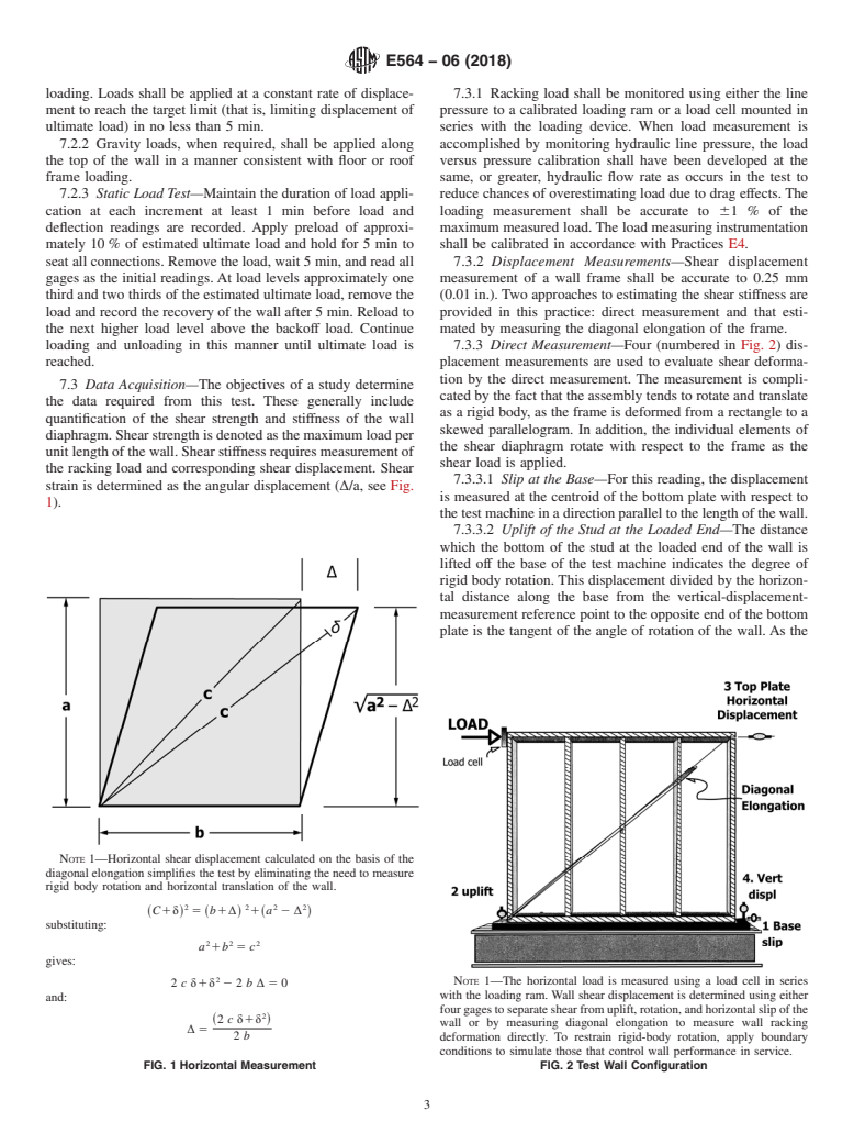 ASTM E564-06(2018) - Standard Practice for Static Load Test for Shear Resistance of Framed Walls for Buildings