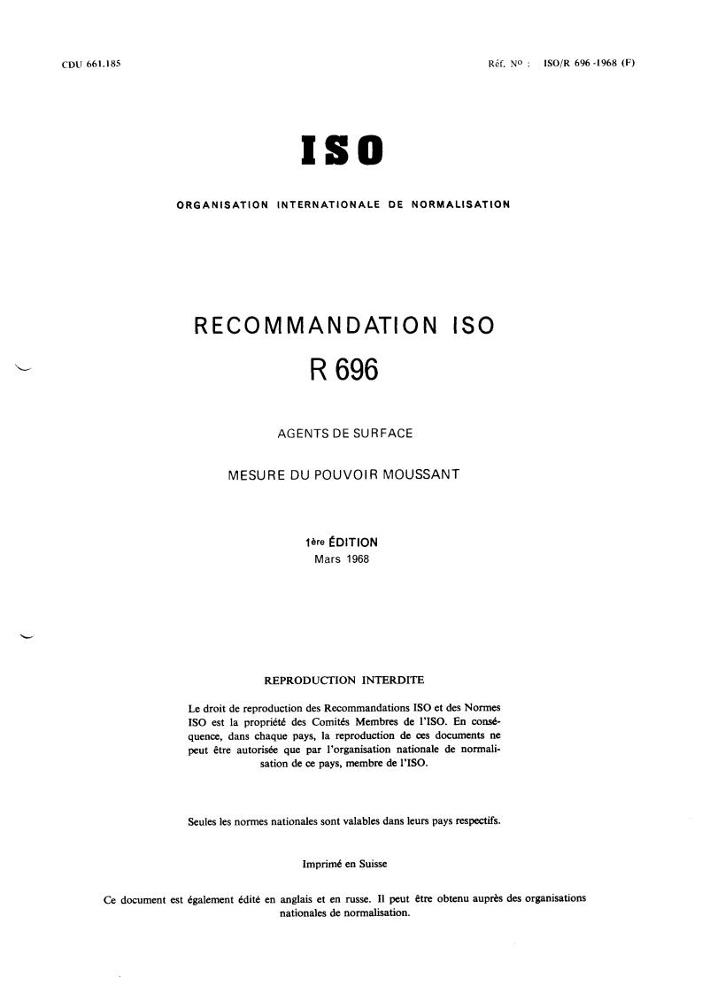 Iso 696 ISO/R 696:1968 - Title missing - Legacy paper document