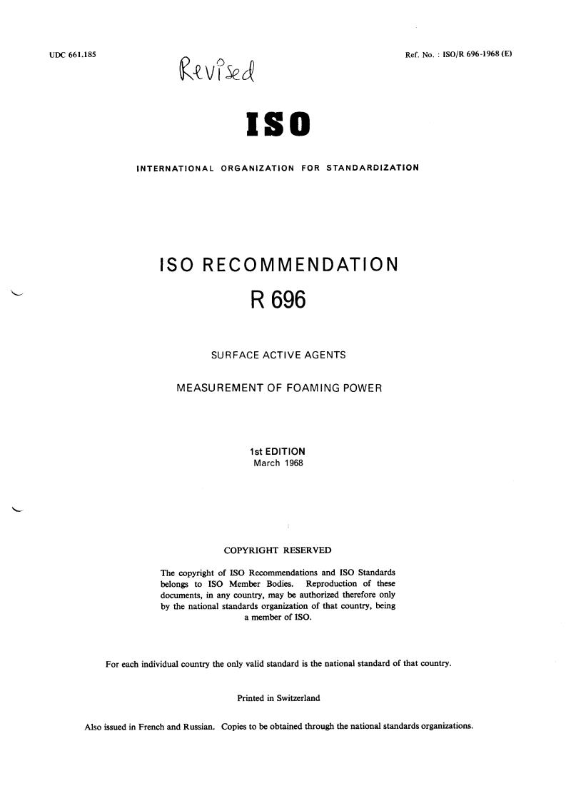 Iso 696 ISO/R 696:1968 - Title missing - Legacy paper document