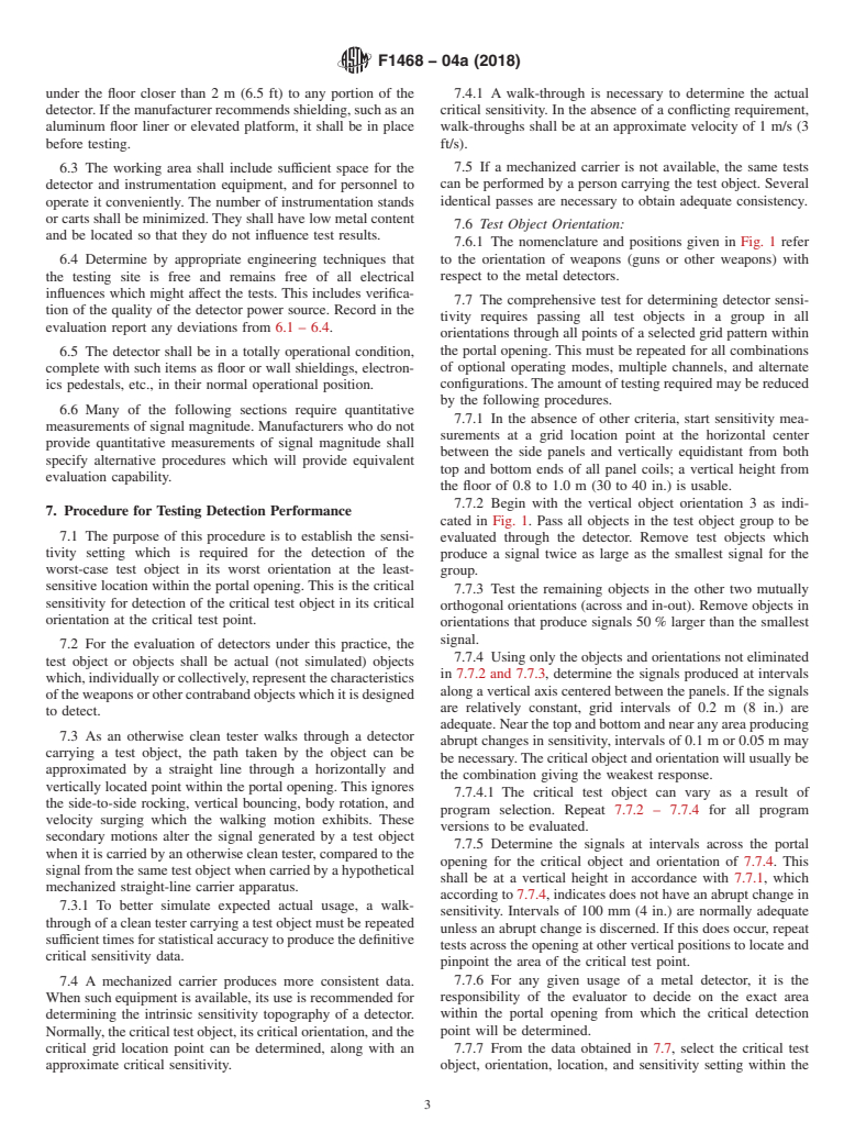 ASTM F1468-04a(2018) - Standard Practice for  Evaluation of Metallic Weapons Detectors for Controlled Access  Search and Screening