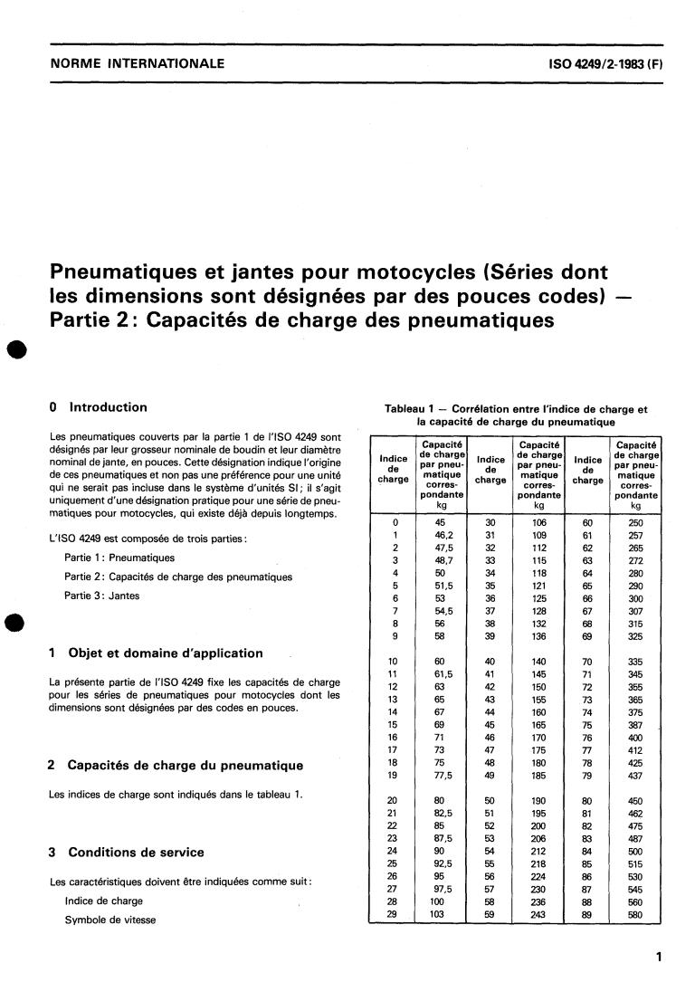 ISO 4249-2:1983 - Motorcycles tyres and rims (code designated series) — Part 2: Tyre load ratings
Released:12/1/1983