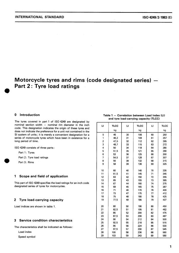 ISO 4249-2:1983 - Motorcycles tyres and rims (code designated series)