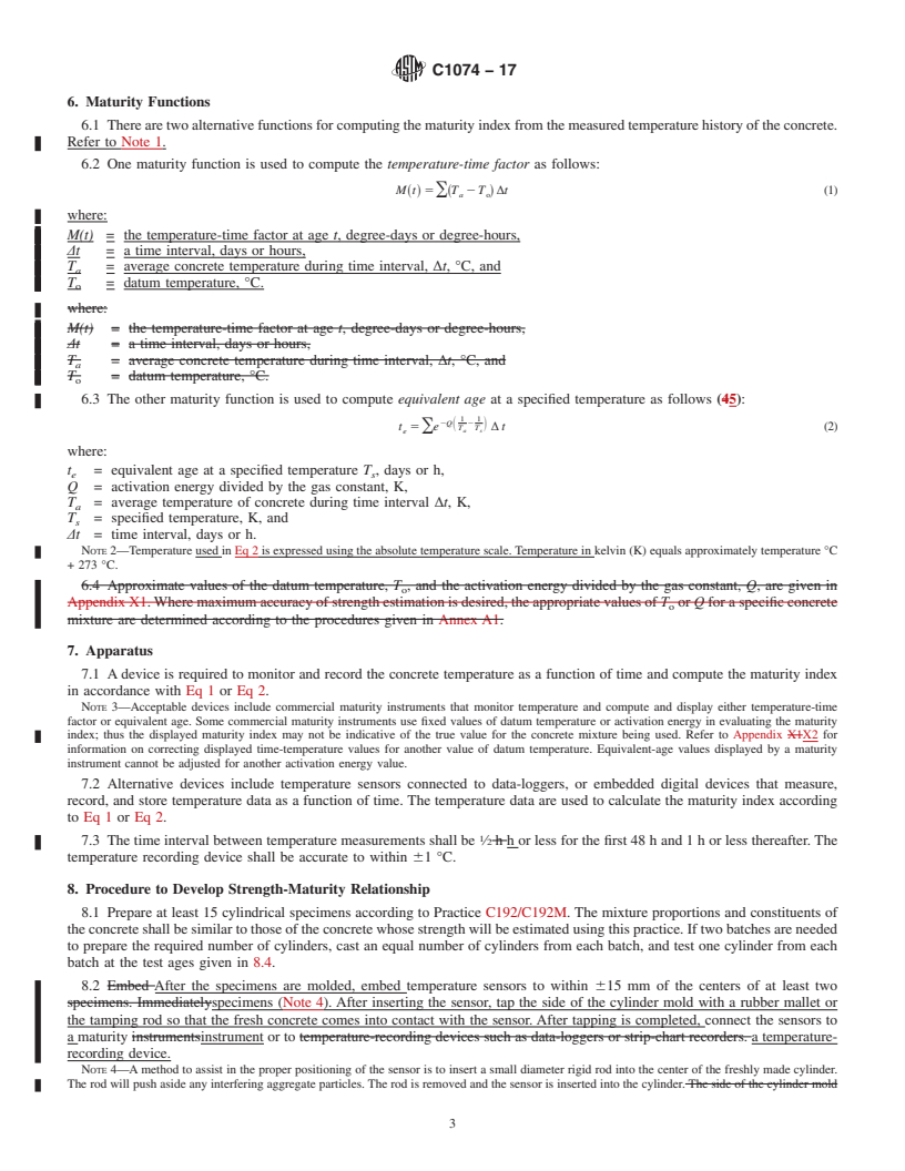 REDLINE ASTM C1074-17 - Standard Practice for Estimating Concrete Strength by the Maturity Method