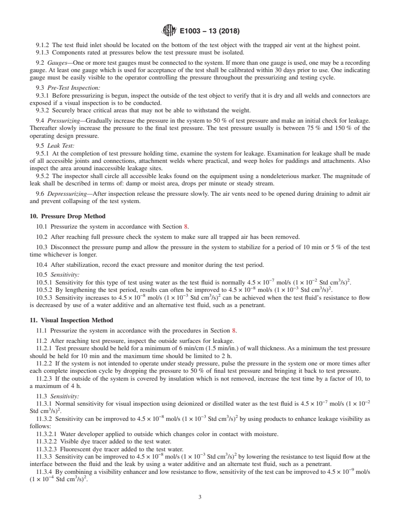 ASTM E1003-13(2018) - Standard Practice for Hydrostatic Leak Testing