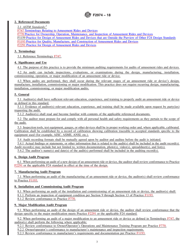 REDLINE ASTM F2974-18 - Standard Practice for Auditing Amusement Rides and Devices