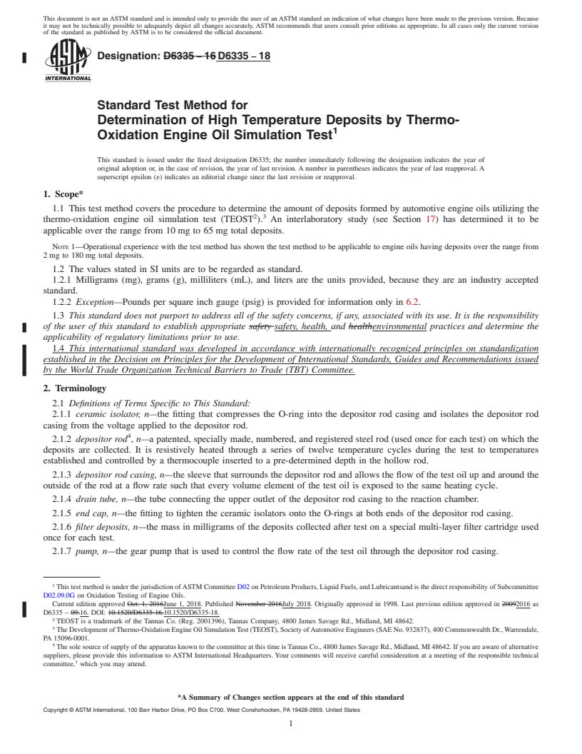 REDLINE ASTM D6335-18 - Standard Test Method for Determination of High Temperature Deposits by Thermo-Oxidation  Engine Oil Simulation Test