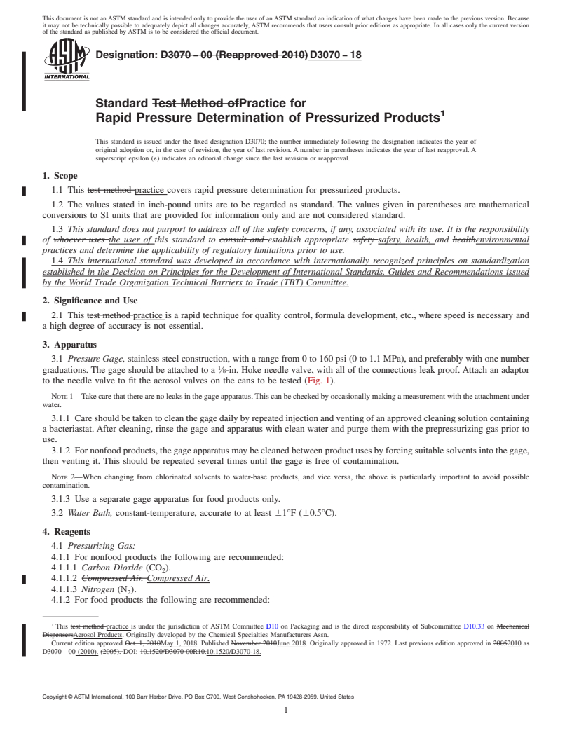 REDLINE ASTM D3070-18 - Standard Practice for Rapid Pressure Determination of Pressurized Products