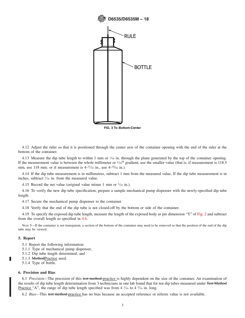 REDLINE ASTM D6535/D6535M-18 - Standard Practice for  Determining the Dip Tube Length of a Mechanical Pump Dispenser