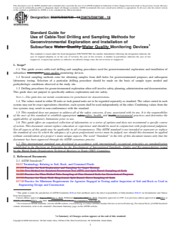 ASTM D5875/D5875M-18 REDLINE ASTM D5875/D5875M-18 - Standard Guide for Use of Cable-Tool Drilling and Sampling Methods for Geoenvironmental Exploration and Installation of Subsurface Water Quality Monitoring Devices - Page 1 preview