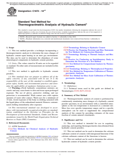 ASTM C1872-18e2 ASTM C1872-18e2 - Standard Test Method for Thermogravimetric Analysis of Hydraulic Cement - Page 1 preview