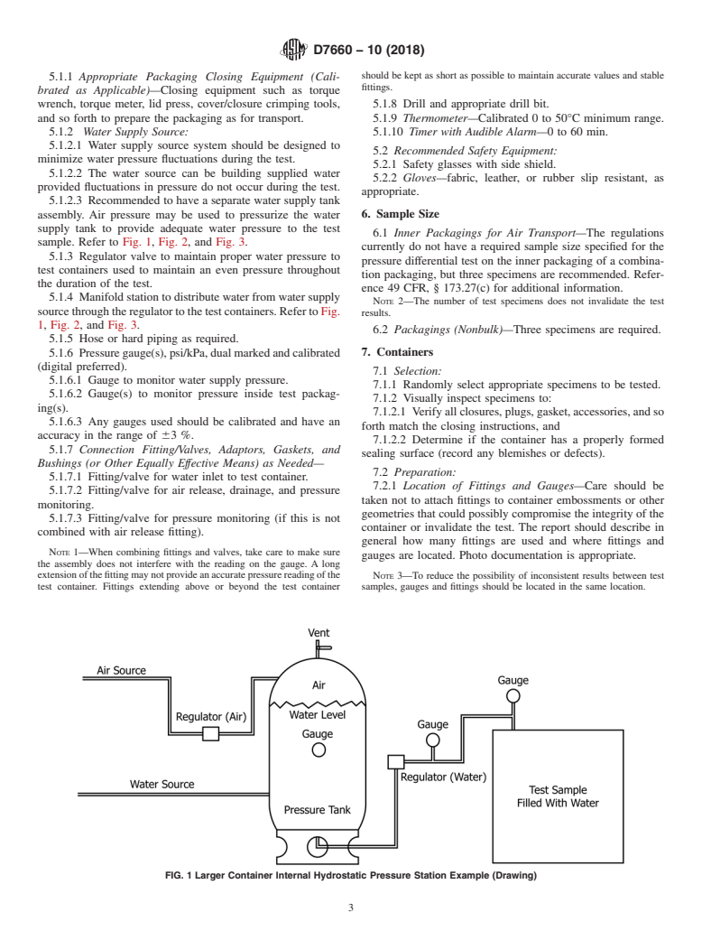 ASTM D7660-10(2018) - Standard Guide for  Conducting Internal Pressure Tests on United Nations (UN) Packagings