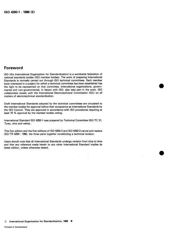 ISO 4250-1:1988 ISO 4250-1:1988 - Narrow and wide base off-road tyres and rims - Page 2 preview