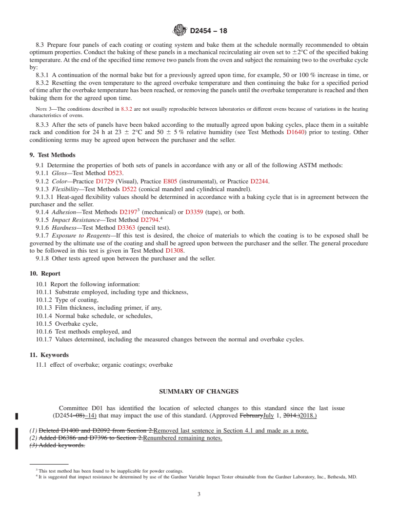 REDLINE ASTM D2454-18 - Standard Practice for Determining the Effect of Overbaking on Organic Coatings