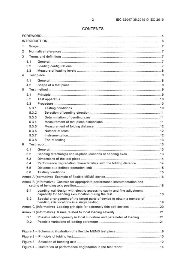 IEC 62047-35:2019 IEC 62047-35:2019 - Semiconductor devices - Micro-electromechanical devices - Part 35: Test method of electrical characteristics under bending deformation for flexible electro-mechanical devices - Page 4 preview