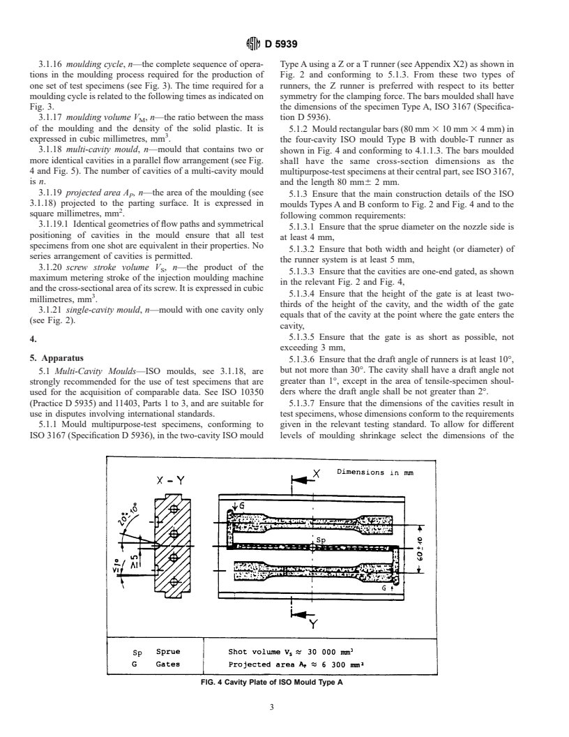 ASTM D5939-96 - Standard Test Method for Injection Moulding of Test Specimens of Thermoplatic Materials (Withdrawn 1998)