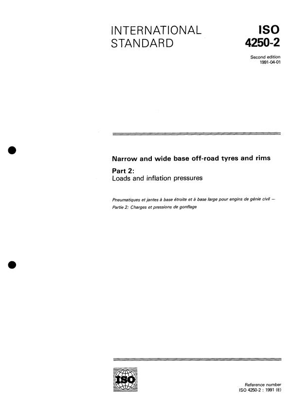 ISO 4250-2:1991 - Narrow and wide base off-road tyres and rims